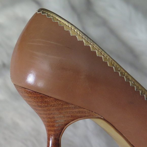 BROWNS COUTURE NUTMEG WITH GOLD EDGE SHOES - Picture 9 of 10